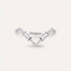 0.25 CT Baguette Diamond White Gold V Ring