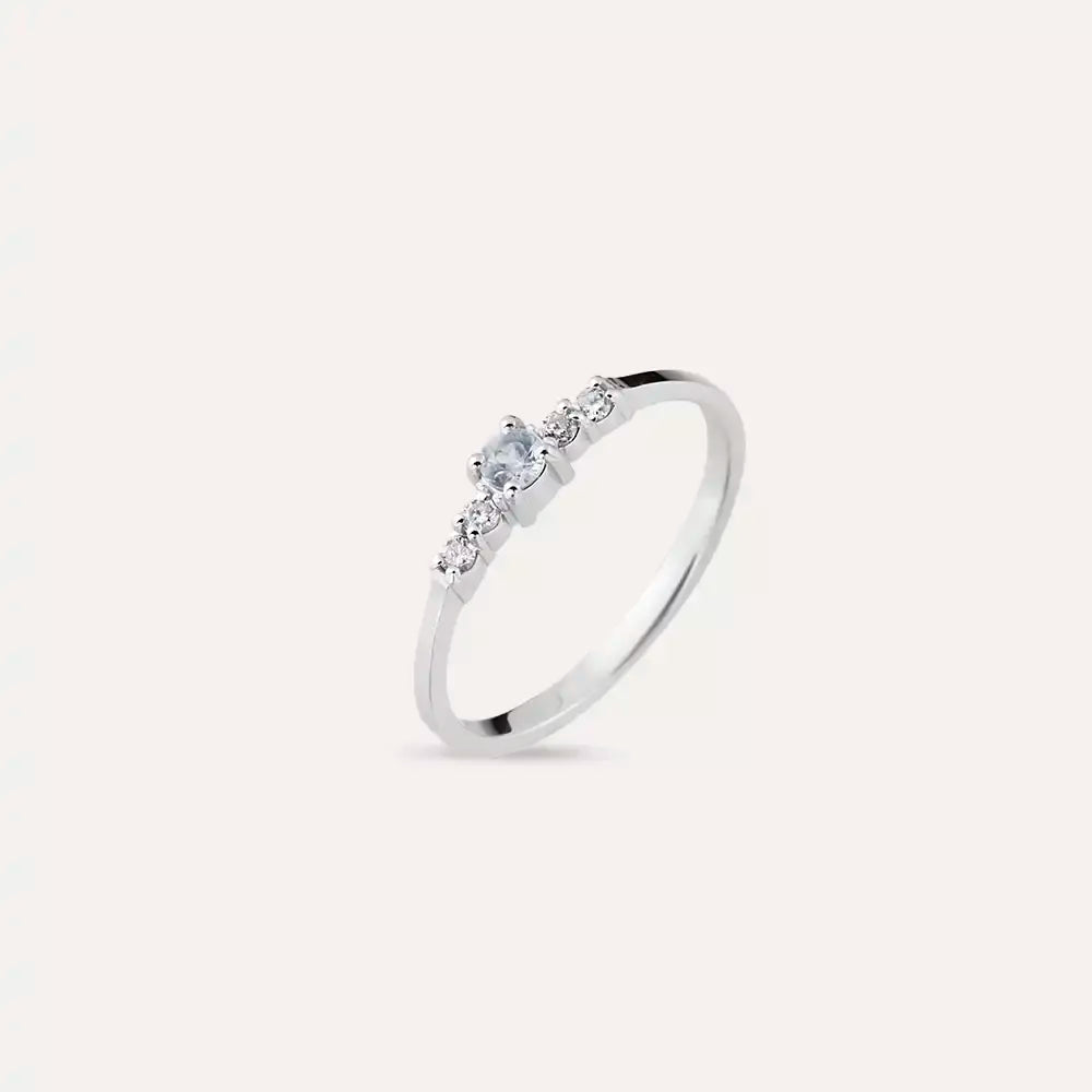 Klea 0.25 CT Ice Blue Sapphire and Diamond White Gold Ring