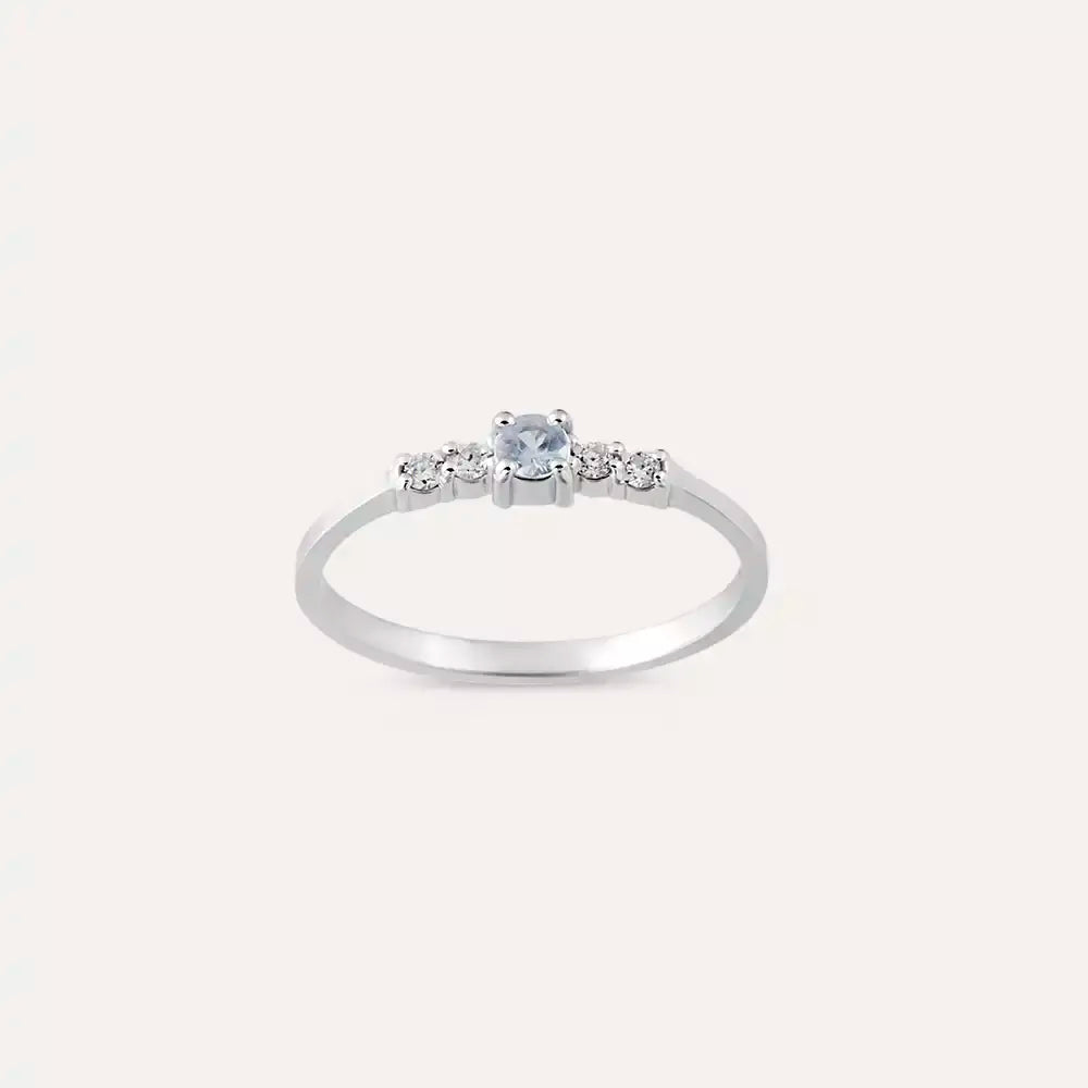 Klea 0.25 CT Ice Blue Sapphire and Diamond White Gold Ring