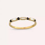 Noa 0.25 CT Black Diamond and Baguette Diamond Yellow Gold Ring