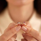 Rosa 0.25 CT Yakut ve Pırlanta Taşlı Rose Altın Yüzük