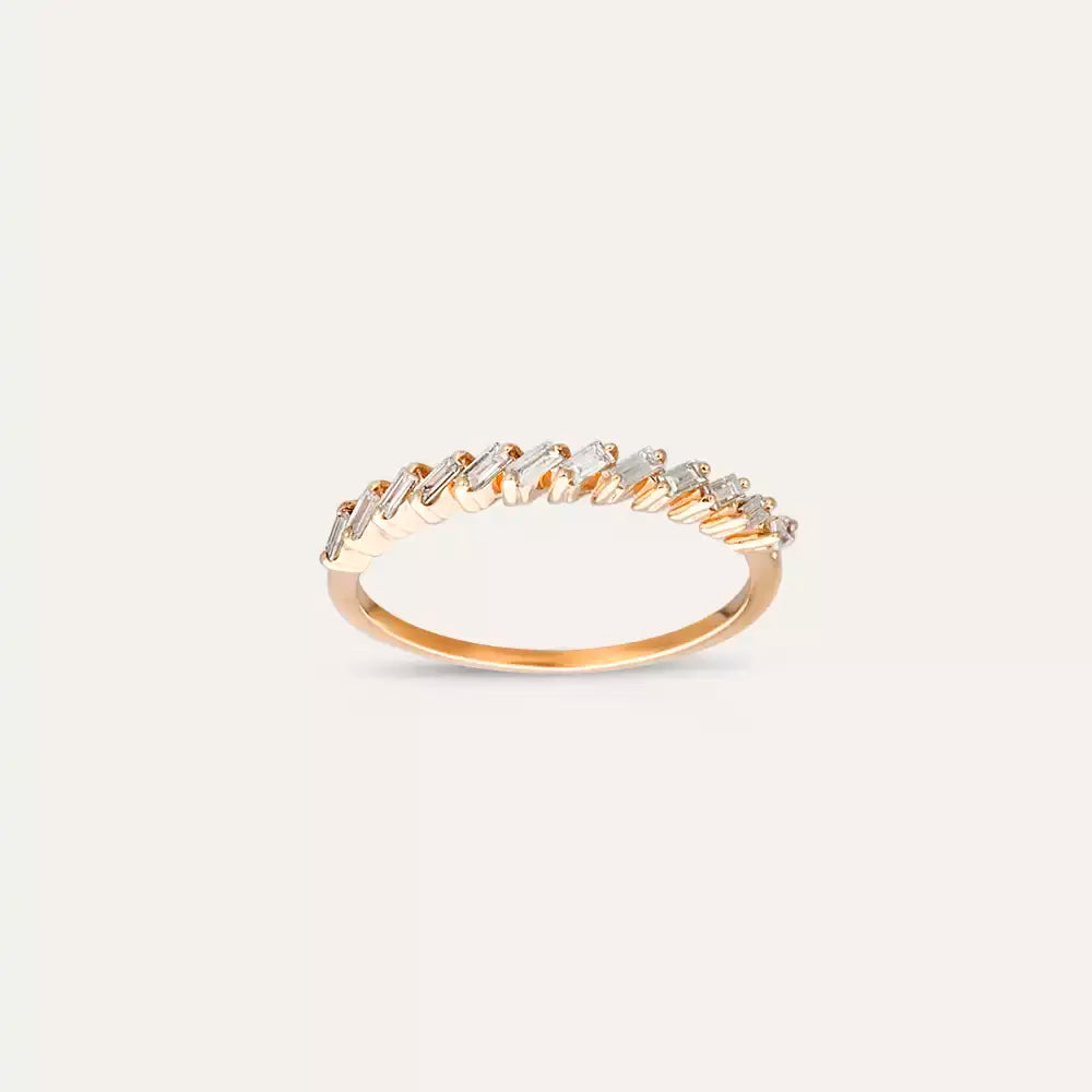 0.26 CT Baguette Diamond Half Eternity Rose Gold Ring