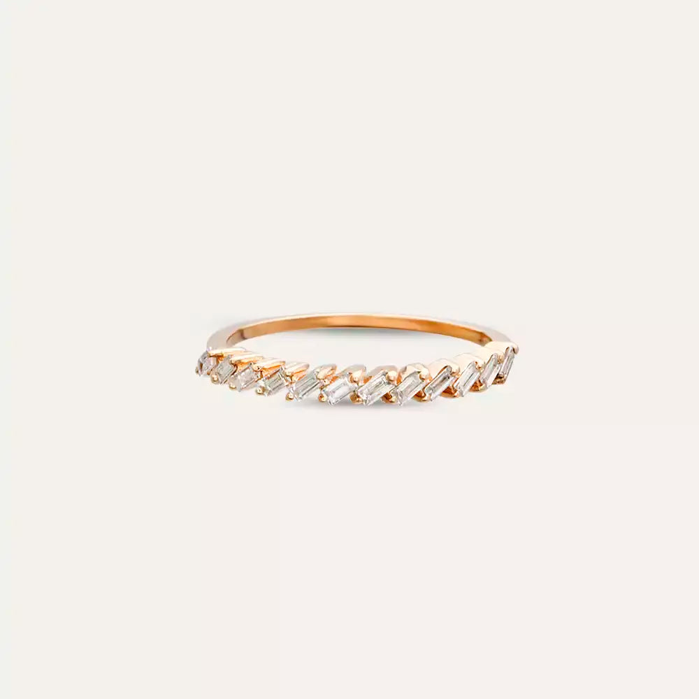 0.26 CT Baguette Diamond Half Eternity Rose Gold Ring