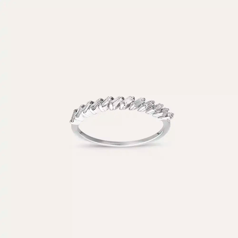 0.27 CT Baguette Diamond Half Eternity White Gold Ring