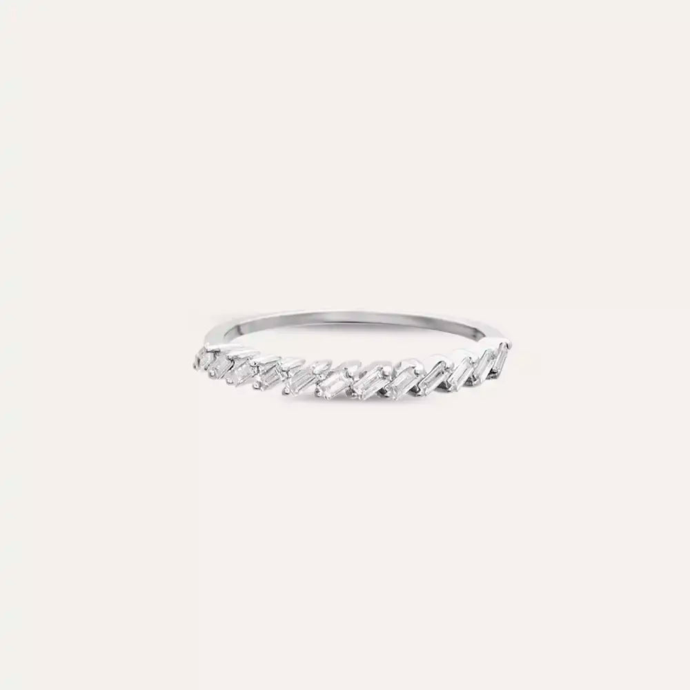 0.27 CT Baguette Diamond Half Eternity White Gold Ring
