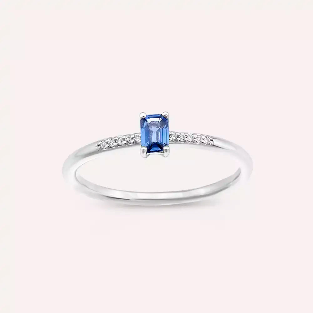 Lena 0.27 CT Blue Sapphire and Diamond White Gold Ring