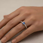 Lena 0.27 CT Blue Sapphire and Diamond White Gold Ring