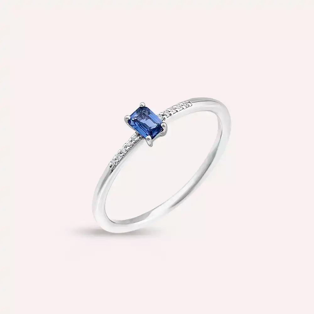Lena 0.27 CT Blue Sapphire and Diamond White Gold Ring