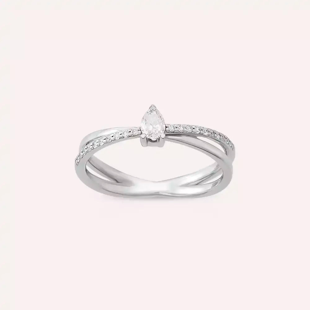 0.27 CT Damla Kesim Pırlanta Taşlı Beyaz Altın Yüzük