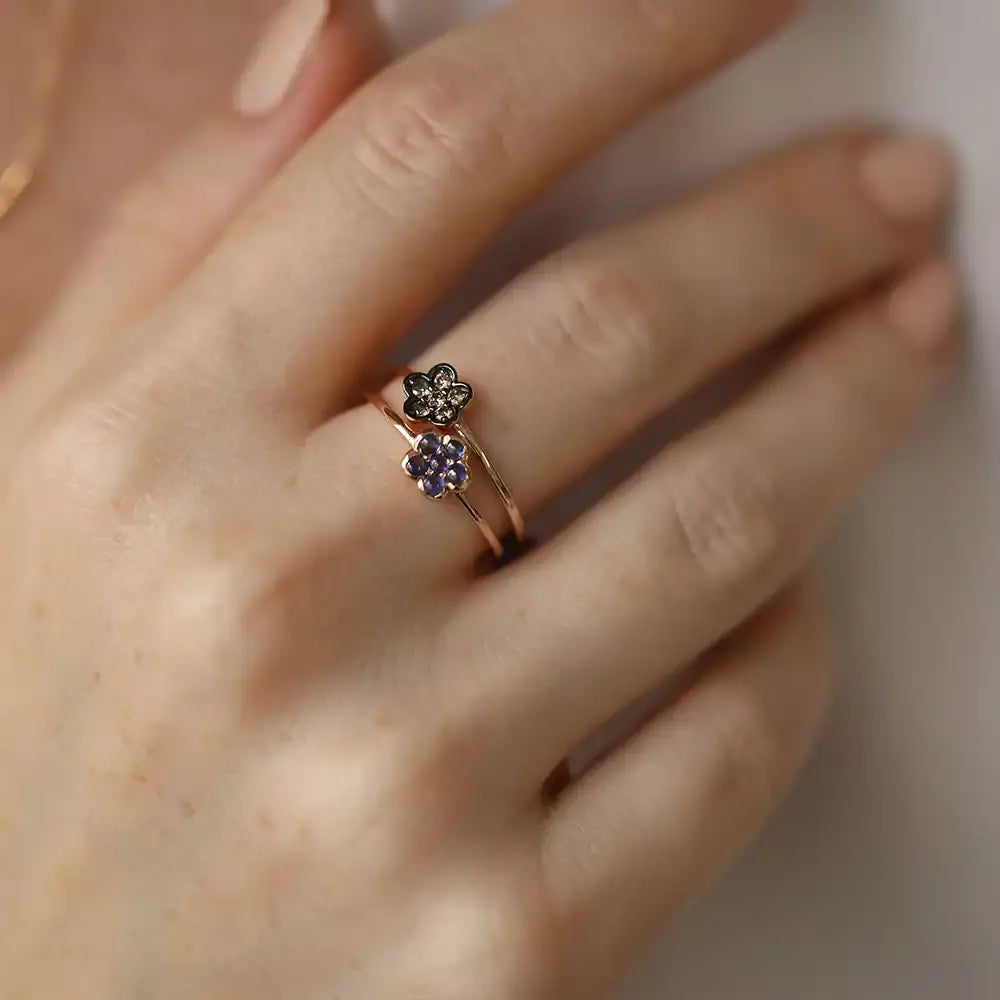 Elora 0.27 CT Sapphire Rose Gold Flower Ring