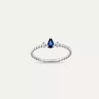 0.29 CT Damla Safir ve Baget Pırlanta Taşlı Beyaz Altın Yüzük