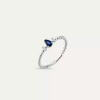 0.29 CT Damla Safir ve Baget Pırlanta Taşlı Beyaz Altın Yüzük