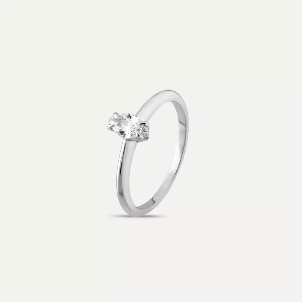 0.30 CT Markiz Kesim Tektaş Pırlanta Beyaz Altın Yüzük