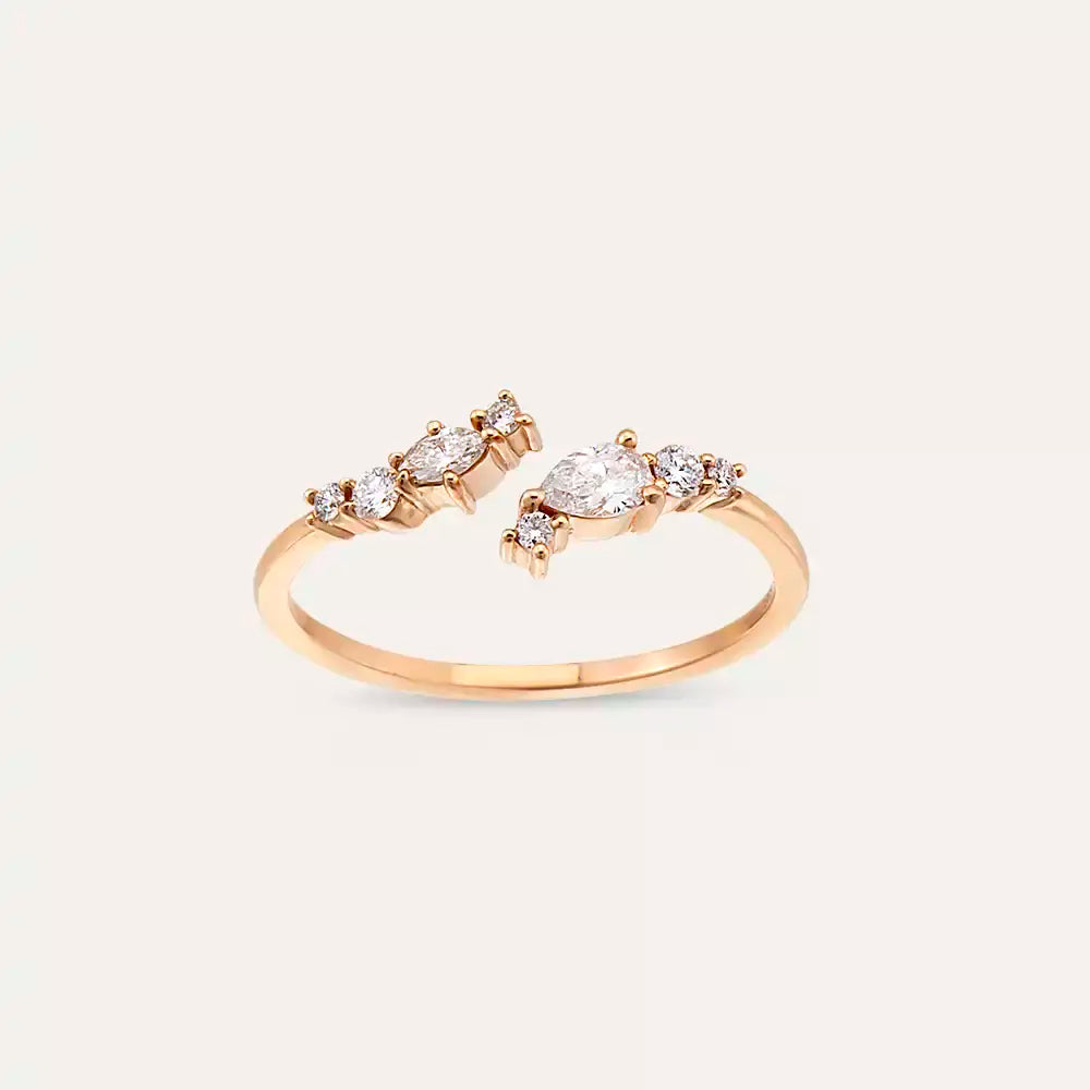 Thalia 0.31 CT Pear and Marquise Cut Diamond Rose Gold Ring