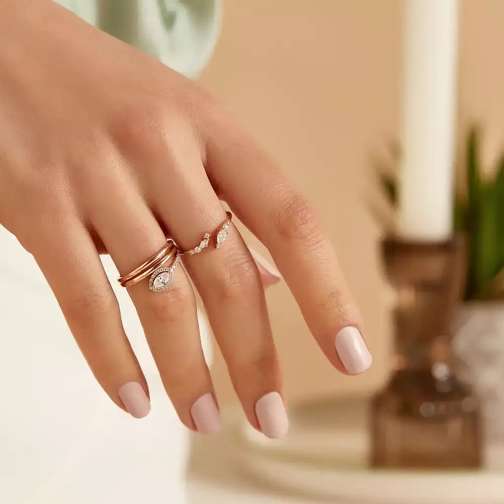Thalia 0.31 CT Pear and Marquise Cut Diamond Rose Gold Ring