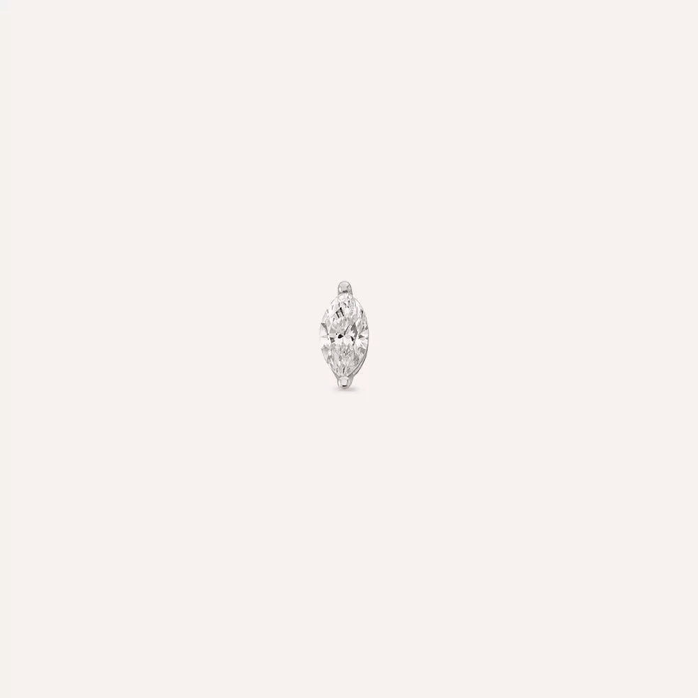 0.32 CT Markiz Kesim Pırlanta Taşlı Beyaz Altın Tek Küpe