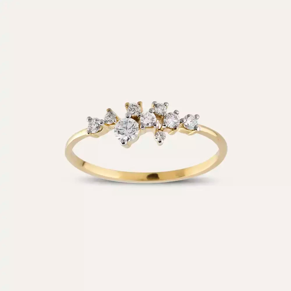 0.32 CT Pırlanta Taşlı Sarı Altın Yüzük
