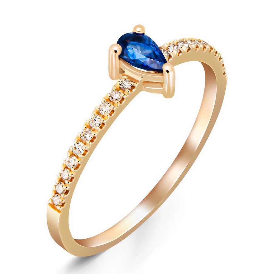 0,32 Karat Pırlantalı Safir Yüzük