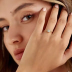 Sole 0.34 CT Baget Kesim Pırlanta Taşlı Sarı Altın Yüzük
