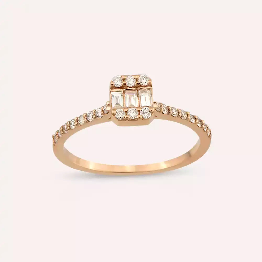 Elys 0.34 CT Baguette Diamond Rose Gold Ring