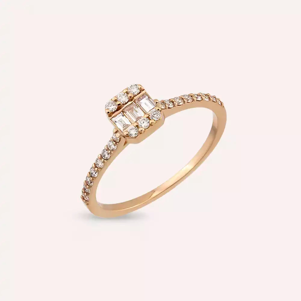 Elys 0.34 CT Baguette Diamond Rose Gold Ring