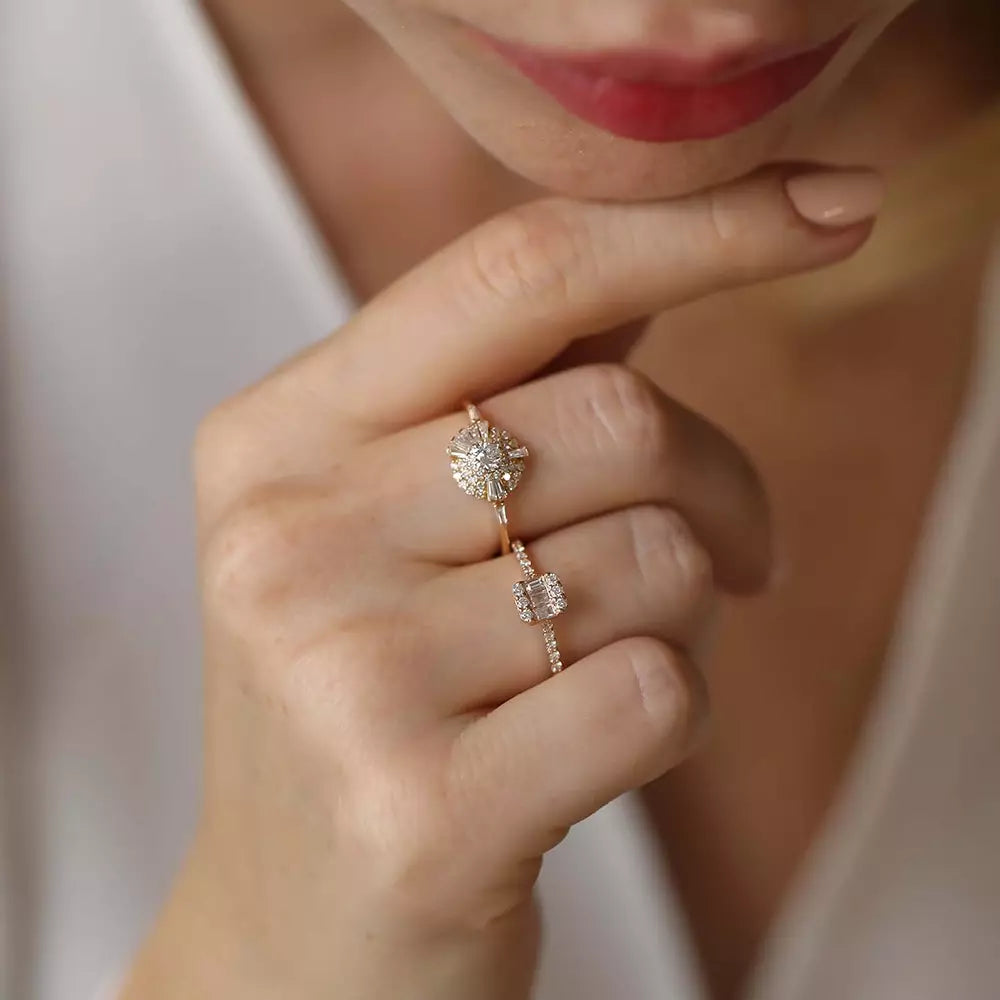 Elys 0.34 CT Baguette Diamond Rose Gold Ring