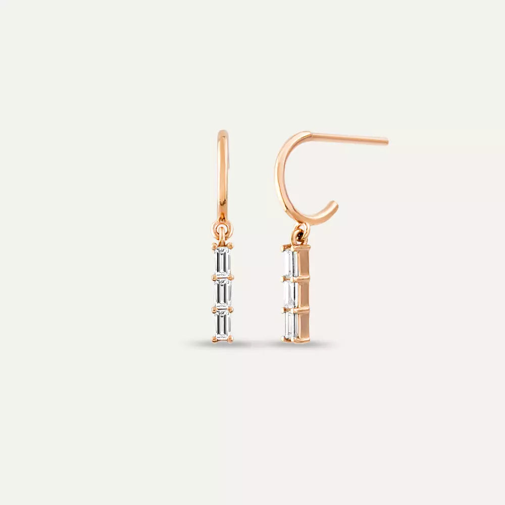 0.34 CT Baguette Diamond Dangle Earrings