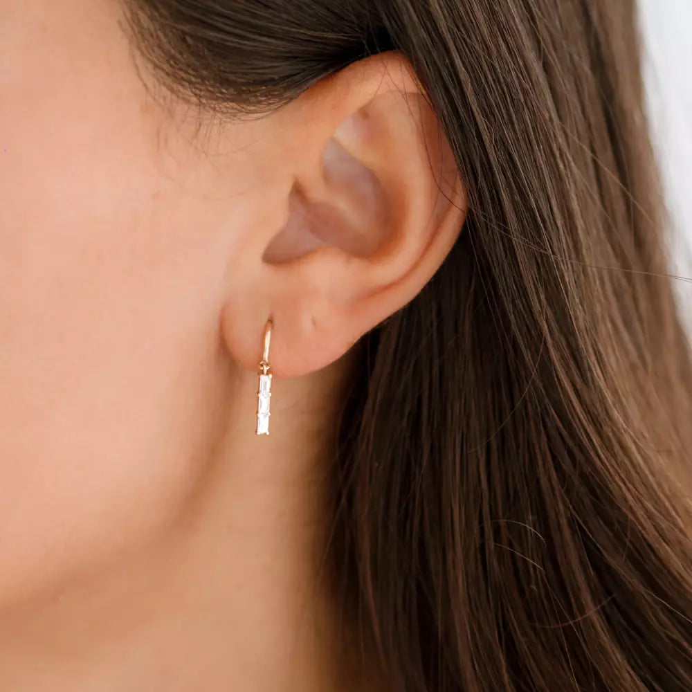 0.34 CT Baguette Diamond Dangle Earrings