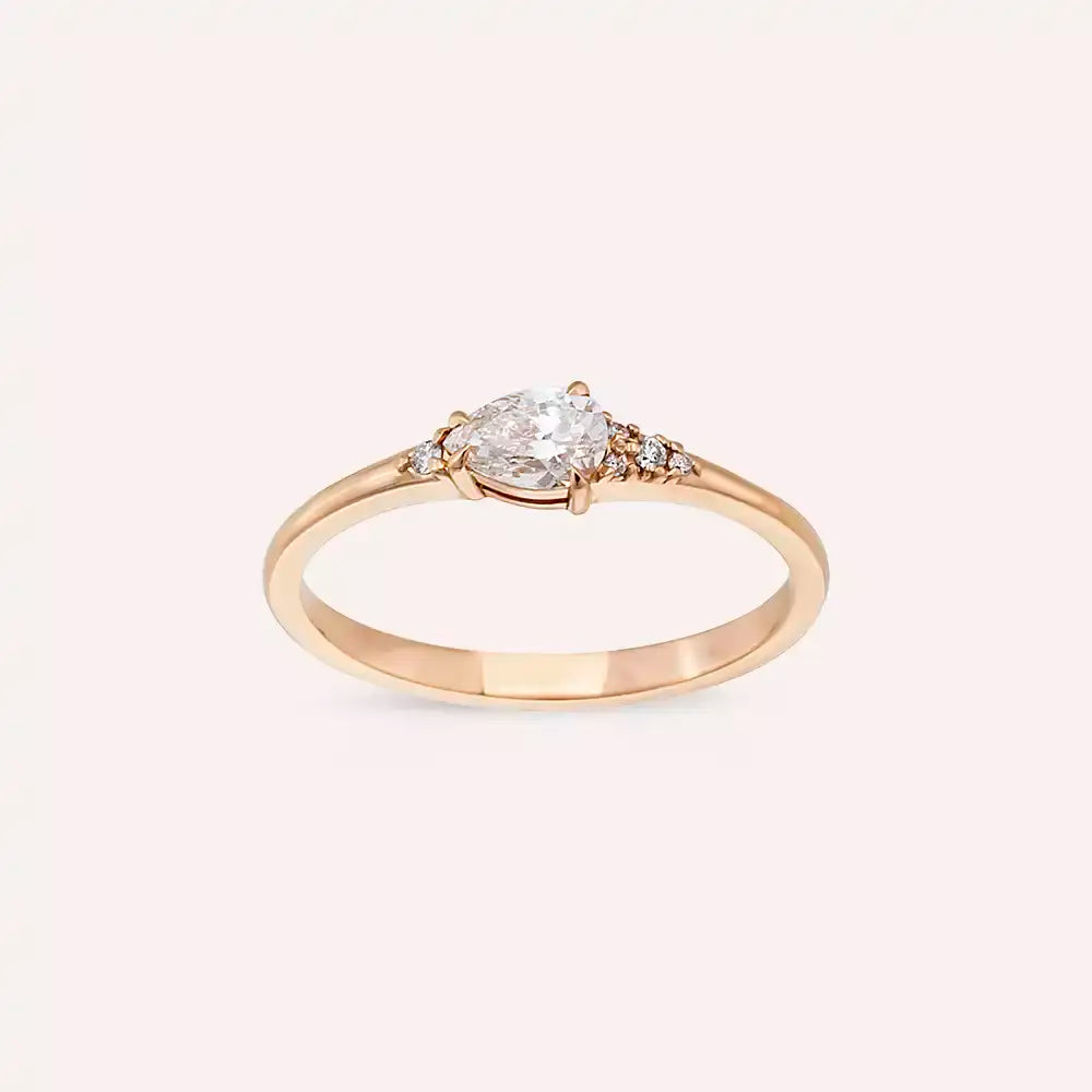 Eos 0.35 CT Pear Cut Diamond Rose Gold Ring