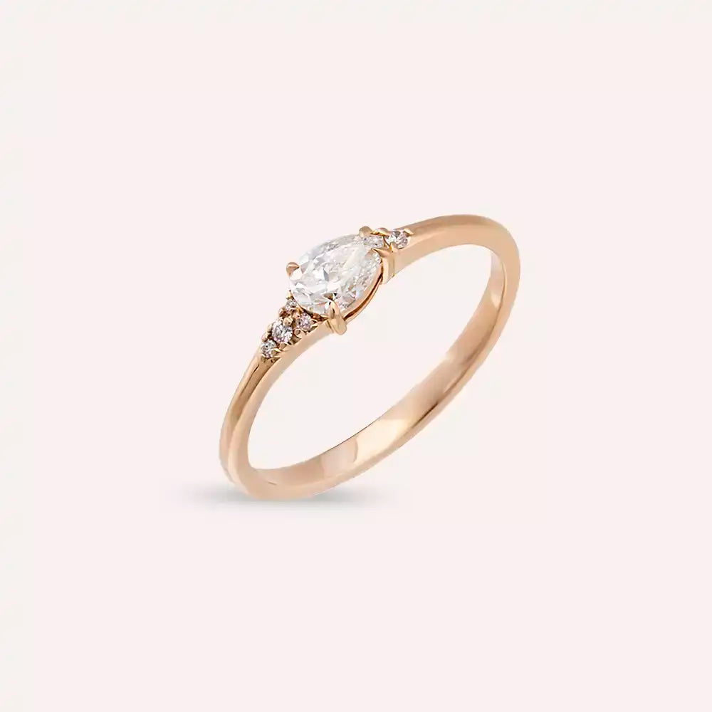 Eos 0.35 CT Pear Cut Diamond Rose Gold Ring