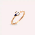 Deep 0.35 CT Pear Cut Diamond and Sapphire Rose Gold Ring