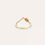 0.35 CT Orange Safir ve Pırlanta Taşlı V Yüzük
