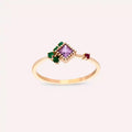 Zena 0.35 CT Sapphire, Emerald and Ruby Rose Gold Ring
