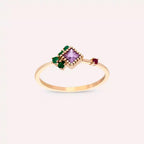 Zena 0.35 CT Sapphire, Emerald and Ruby Rose Gold Ring