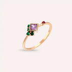 Zena 0.35 CT Sapphire, Emerald and Ruby Rose Gold Ring