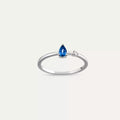Deep 0.36 CT Blue Sapphire and Diamond White Gold Ring