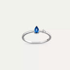 Deep 0.36 CT Blue Sapphire and Diamond White Gold Ring