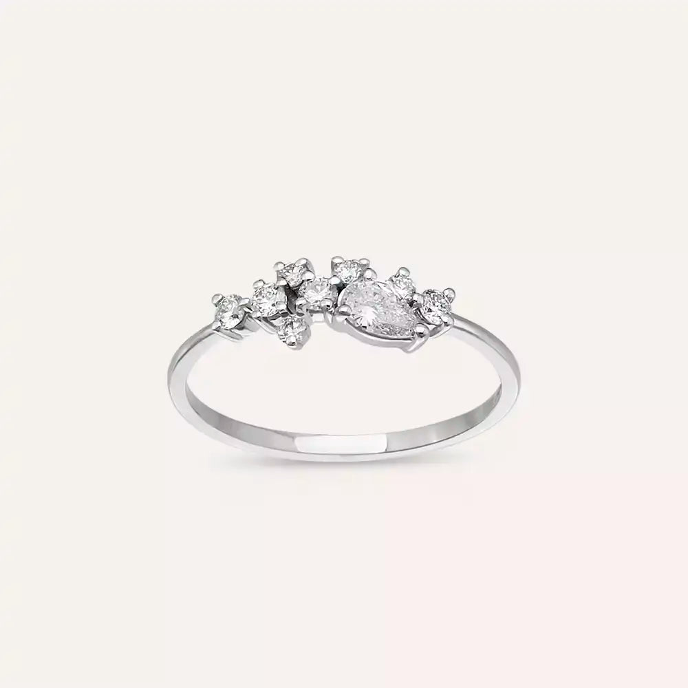 Rina 0.38 CT Pear Cut Diamond White Gold Ring