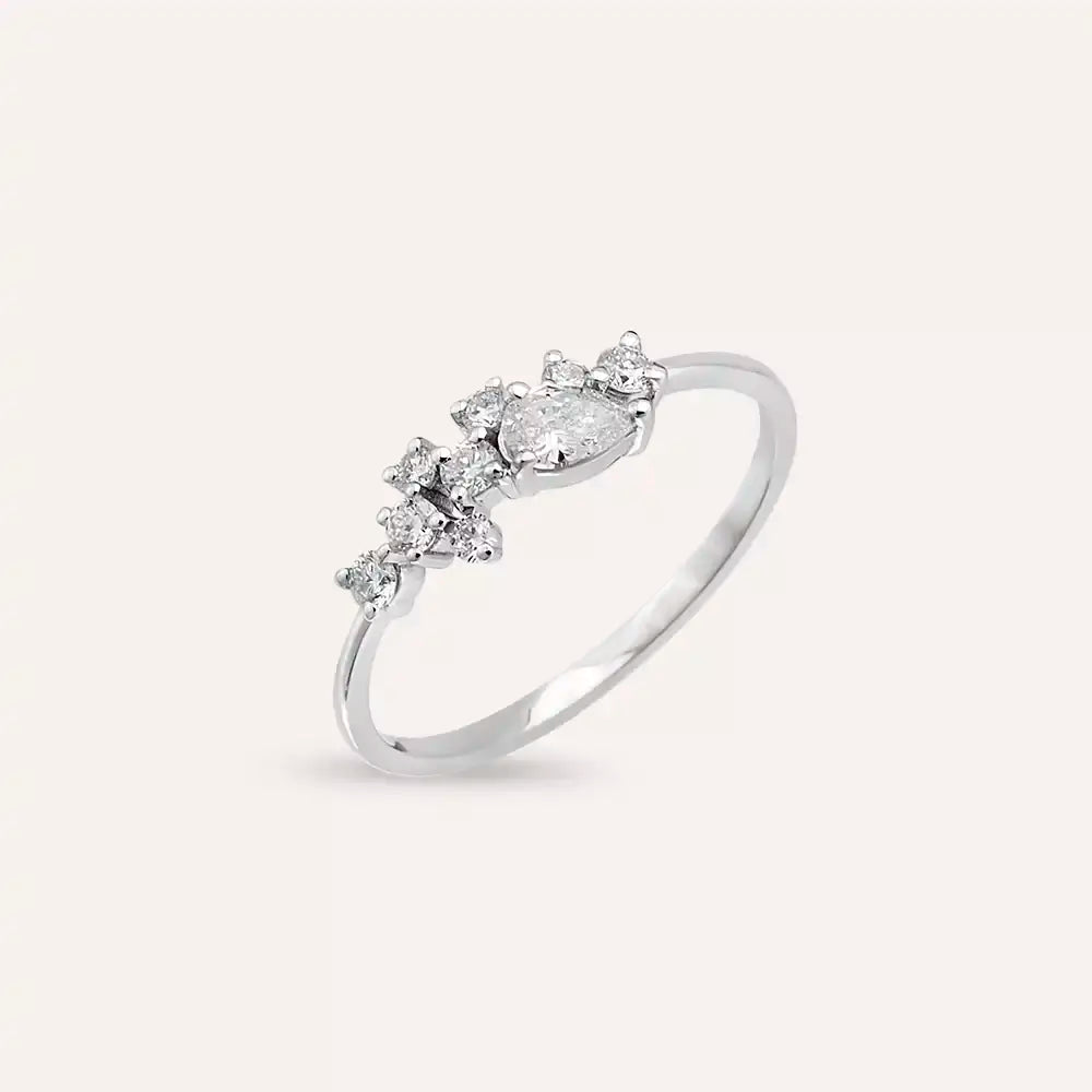 Rina 0.38 CT Pear Cut Diamond White Gold Ring