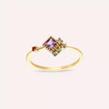 Zena 0.38 CT Multicolor Safir Taşlı Sarı Altın Yüzük