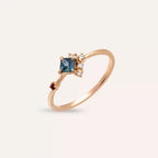 Zena 0.38 CT Multicolor Safir ve Yakut Taşlı Rose Altın Yüzük