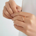 0.39 CT Orange Safir ve Pırlanta Taşlı Rose Altın V Yüzük