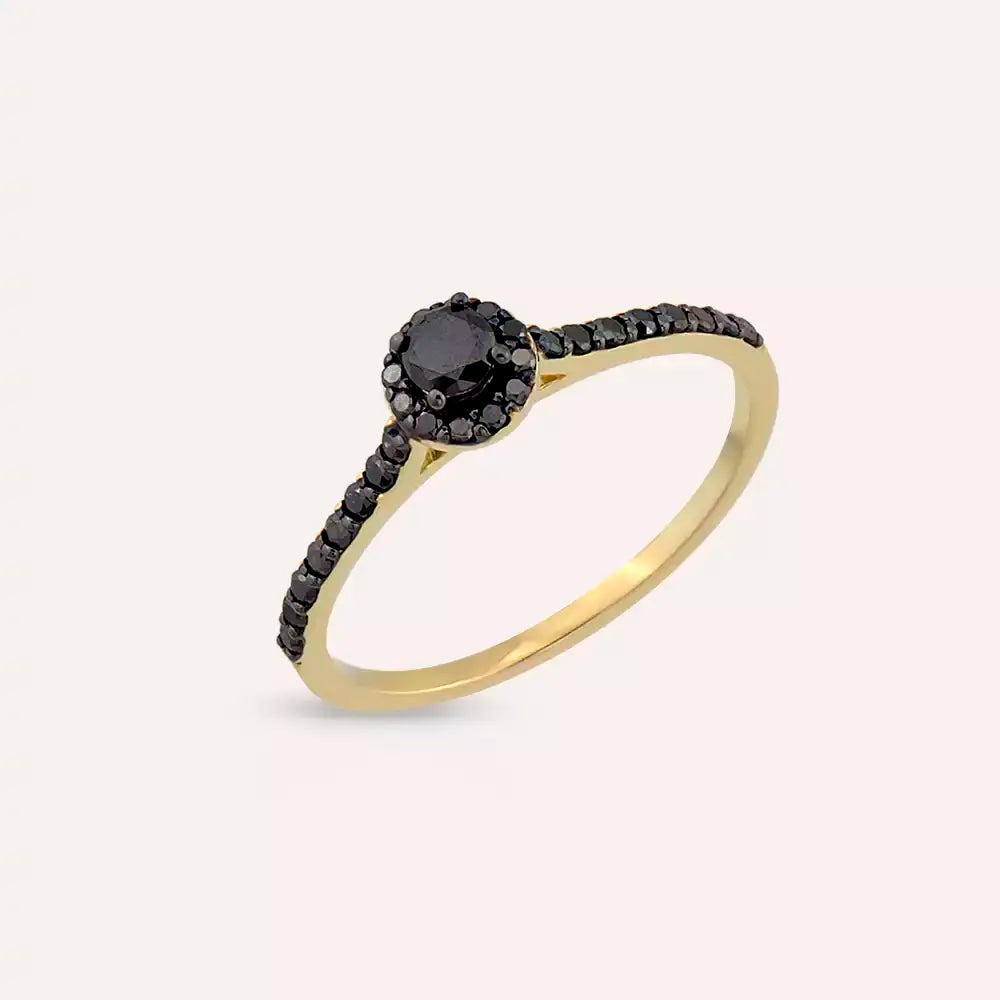 Notte 0.39 CT Black Diamond Yellow Gold Ring