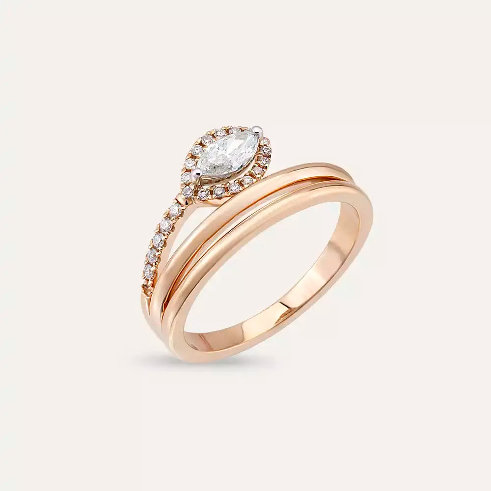 0.40 CT Marquise Cut Diamond Rose Gold Ring