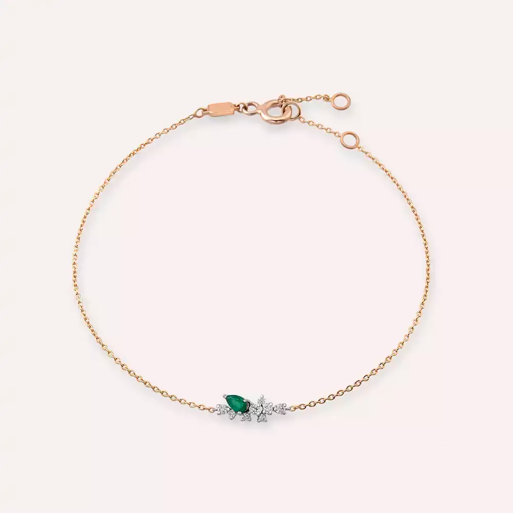 Rina 0.41 CT Emerald and Diamond Rose Gold Bracelet