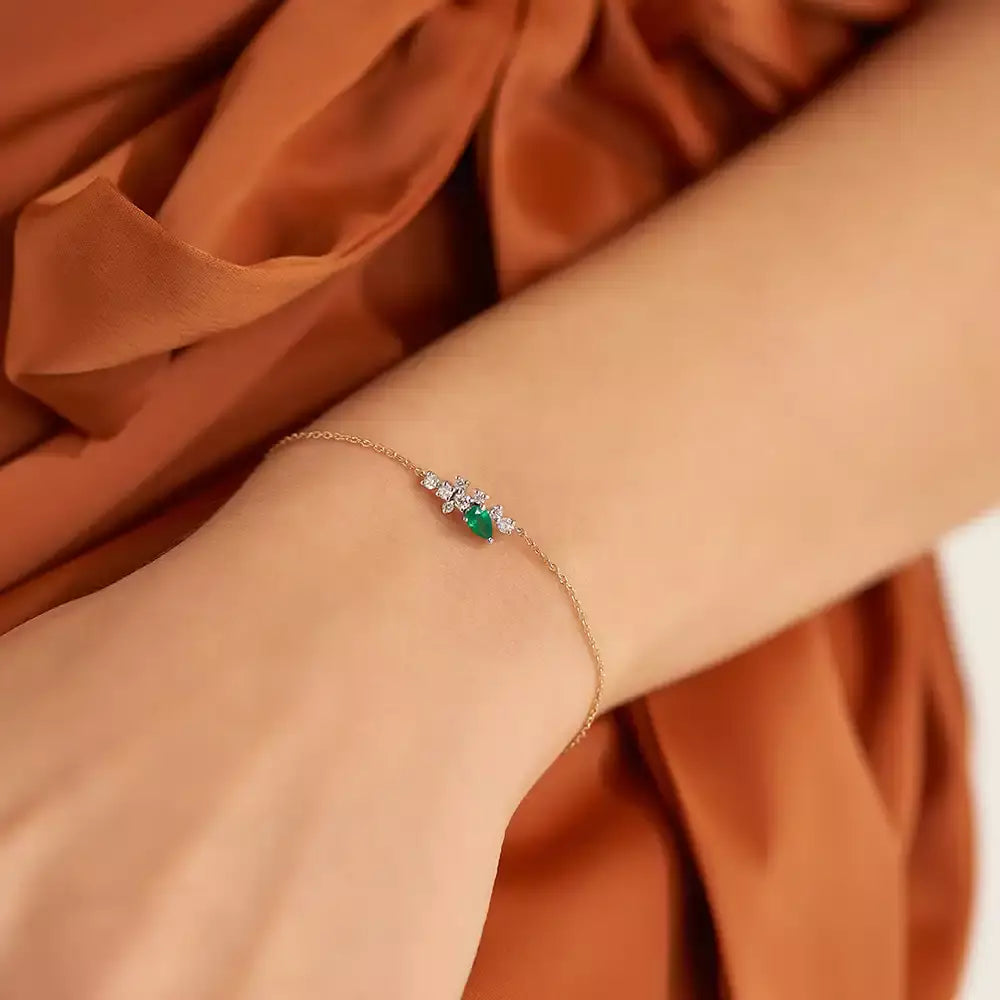 Rina 0.41 CT Emerald and Diamond Rose Gold Bracelet