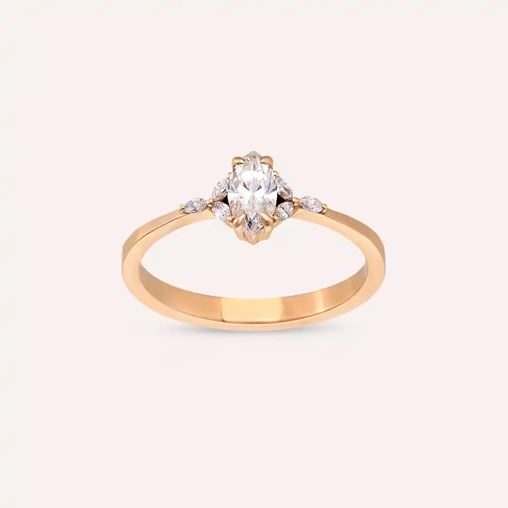 Elsa 0.42 CT Marquise Cut Diamond Rose Gold Ring