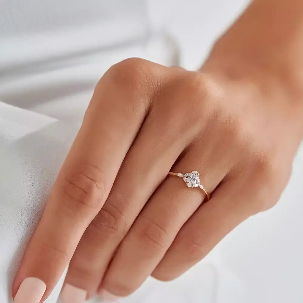 Elsa 0.42 CT Marquise Cut Diamond Rose Gold Ring