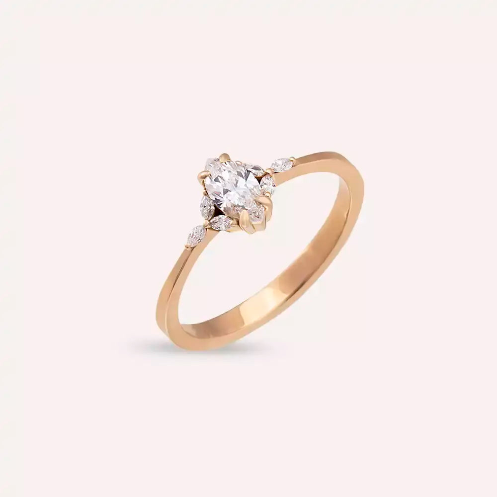 Elsa 0.42 CT Marquise Cut Diamond Rose Gold Ring