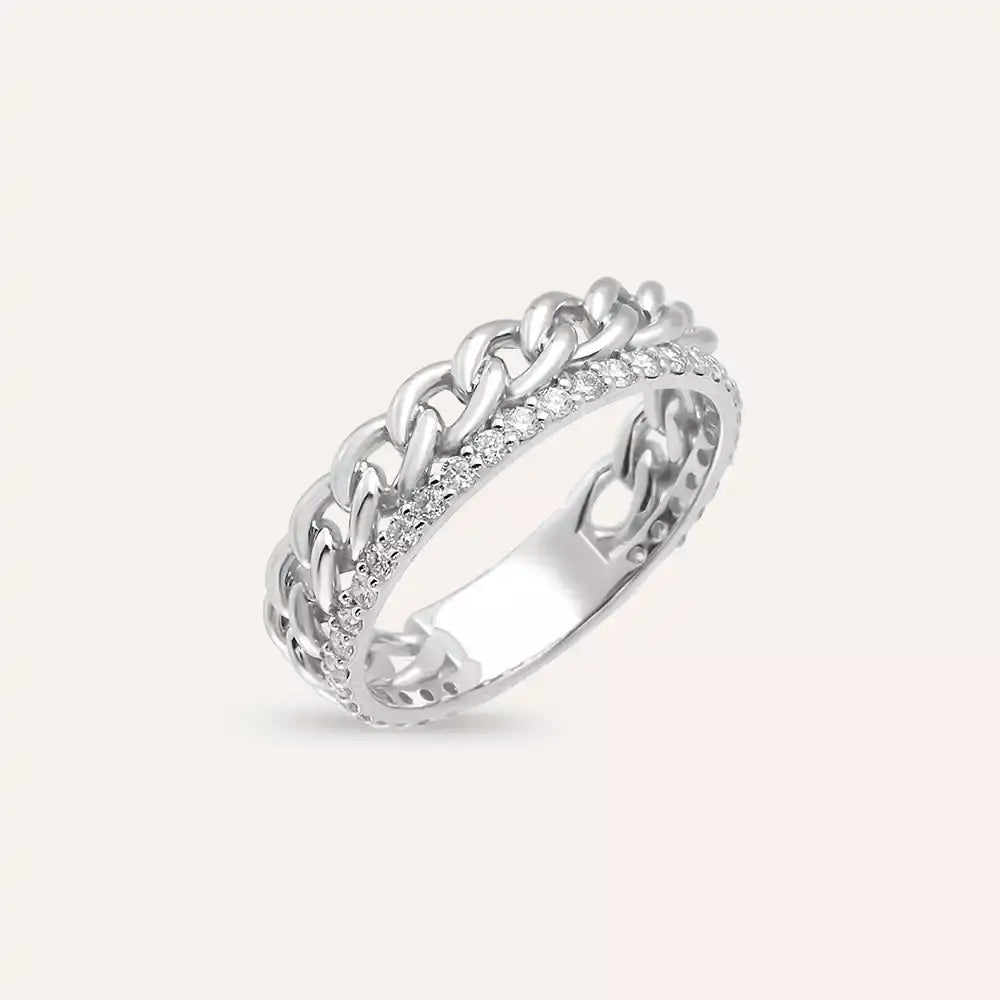 0.42 CT Diamond White Gold Chain Ring Diamond Ring